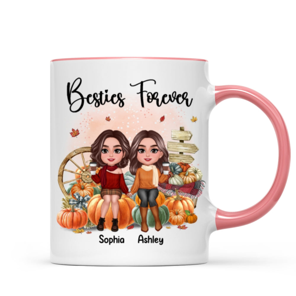 Fall Season Besties Sister Sitting On Pumpkins Personalized Mug