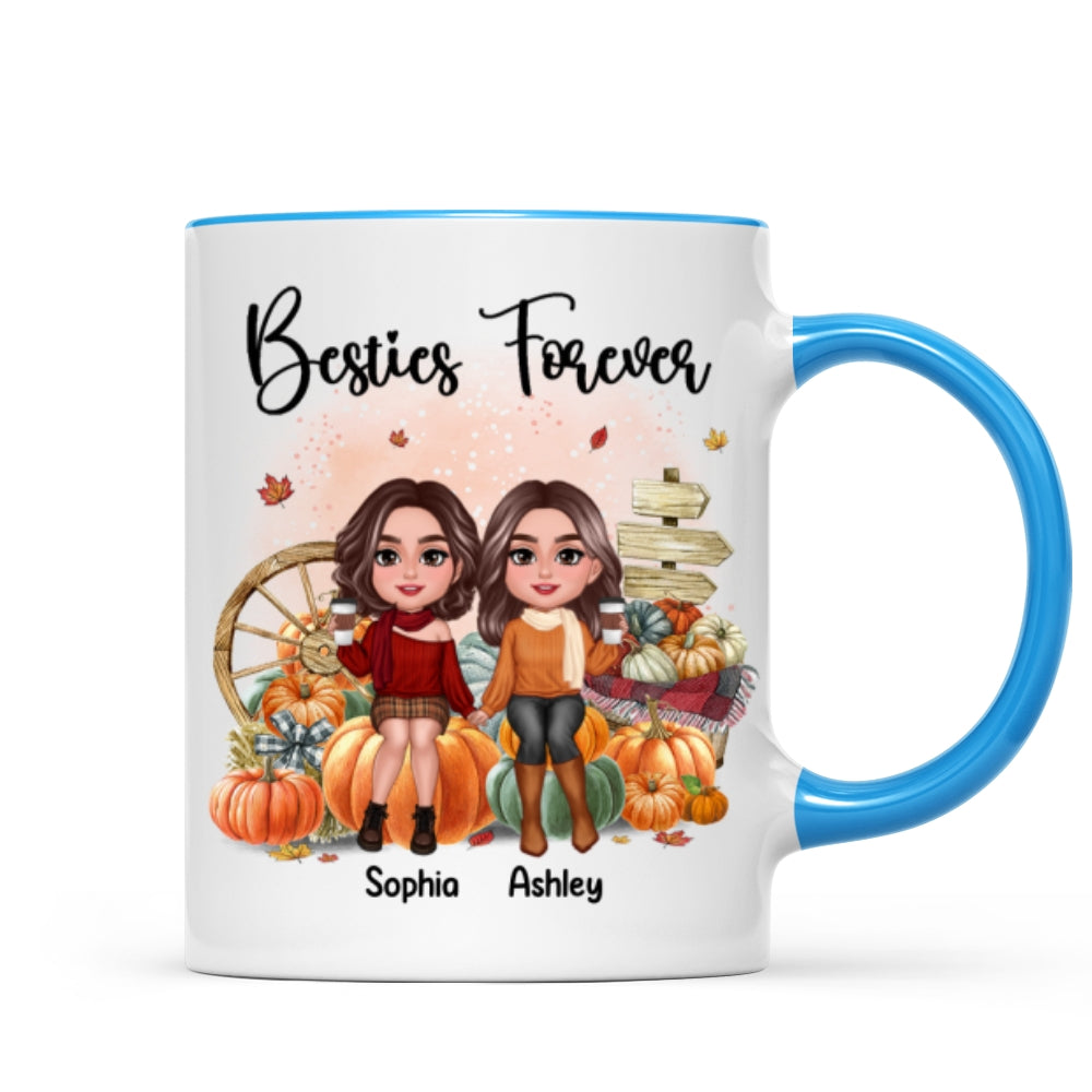 Fall Season Besties Sister Sitting On Pumpkins Personalized Mug