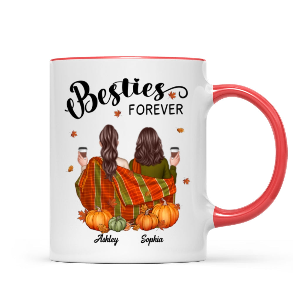 Fall Season Best Friends Sisters With Blanket Personalized Mug